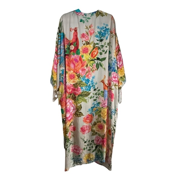 NWT Aratta EARTH ANGELS PEACOCK FLORAL PRINT MAXI KIMONO O/S - Picture 5 of 5